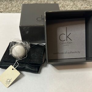 NWT Calvin Klein Silver Ring with White Accent Stone